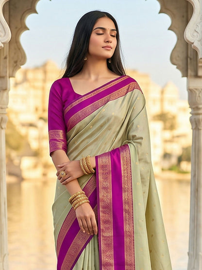 Shree Shyam Fashion Chiku Silk Blend Saree - Dista