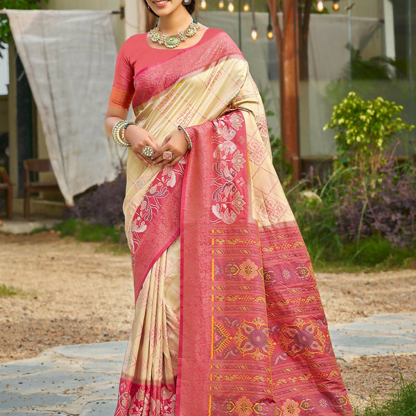 Astita Cream Soft Silk Saree