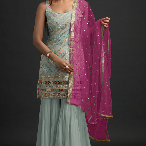 Anaita Sea Green Georgette Suit with Embroidered Thread & Sequence Work