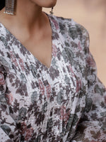 Thumbnail for Sangria Off White Floral Printed Pure Cotton Kurta & Trouser With Dupatta