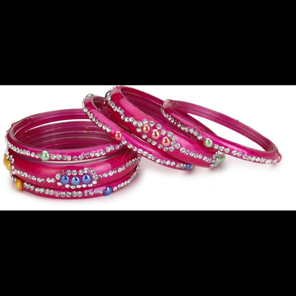 Afast Bridal Wedding & Party Fashionable Colorful Glass Bangle/Kada Set, Pack Of 12 - Red, Pink - Distacart