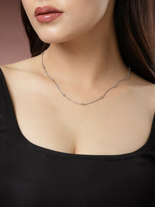 NVR Women's Silver-Toned Artificial Beads German Silver Oxidised Chain - Distacart