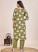 Thumbnail for Prazu Fashion Mahendi Printed Cotton Blend Kurta Pant Set - Distacart