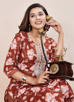 Thumbnail for Prazu Fashion Orange Printed Cotton Blend Kurta Pant Set - Distacart