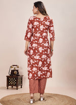 Thumbnail for Prazu Fashion Orange Printed Cotton Blend Kurta Pant Set - Distacart