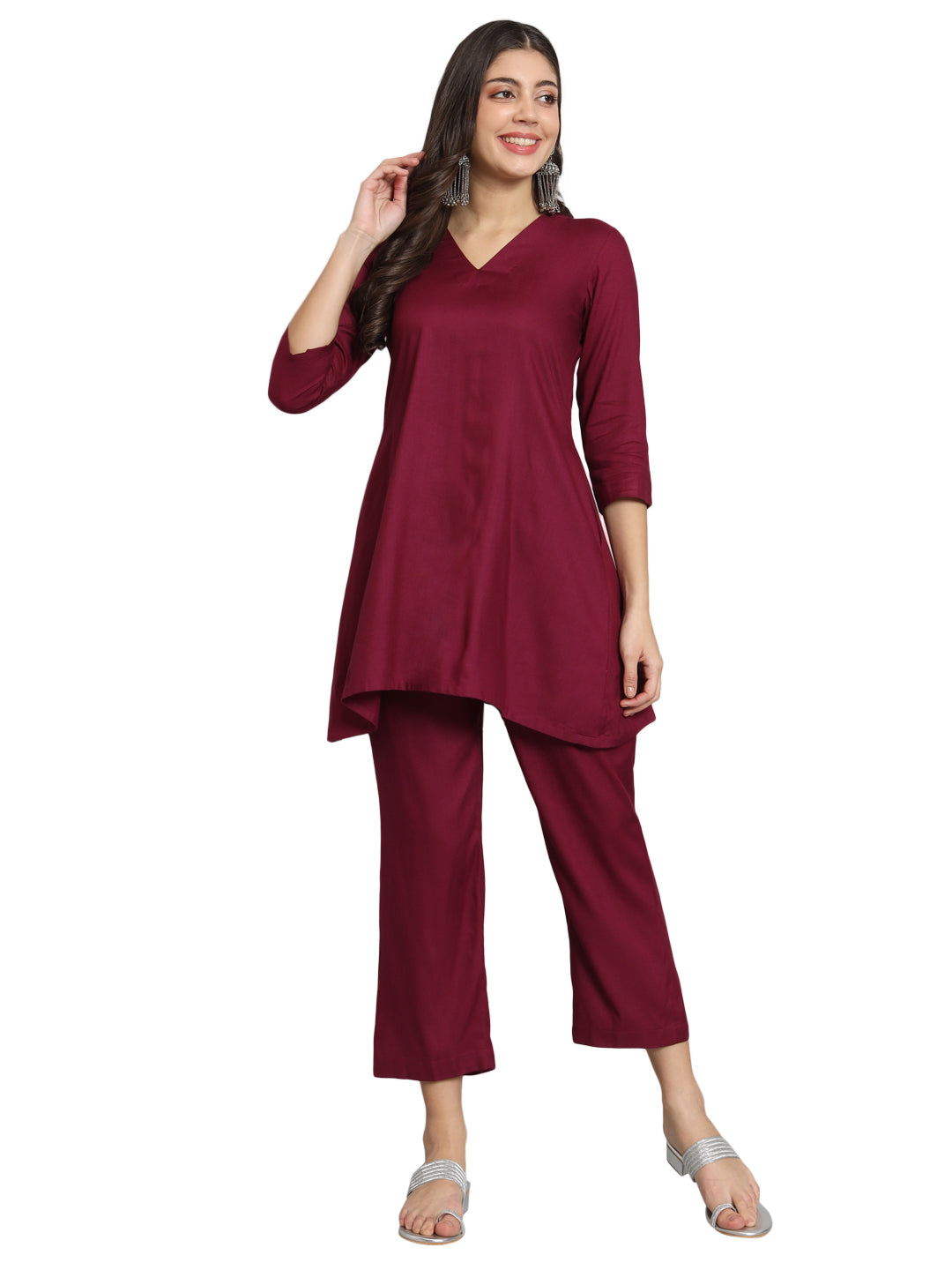 Fab Fashion Maroon Co-Ord Set - Distacart