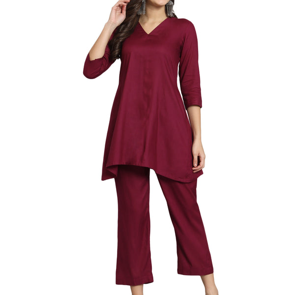Fab Fashion Maroon Co-Ord Set - Distacart
