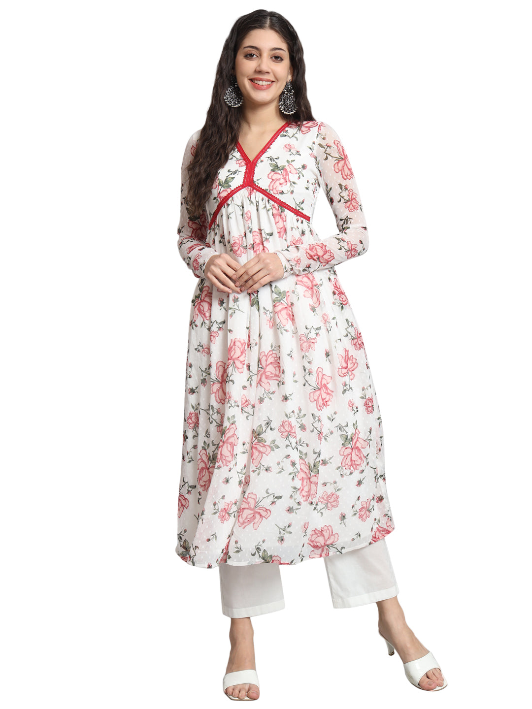 Fab Fashion White Floral Alia Cut Set - Distacart