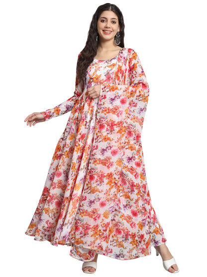 Fab Fashion Tiny Red Floral Gota Anarkali - Distacart