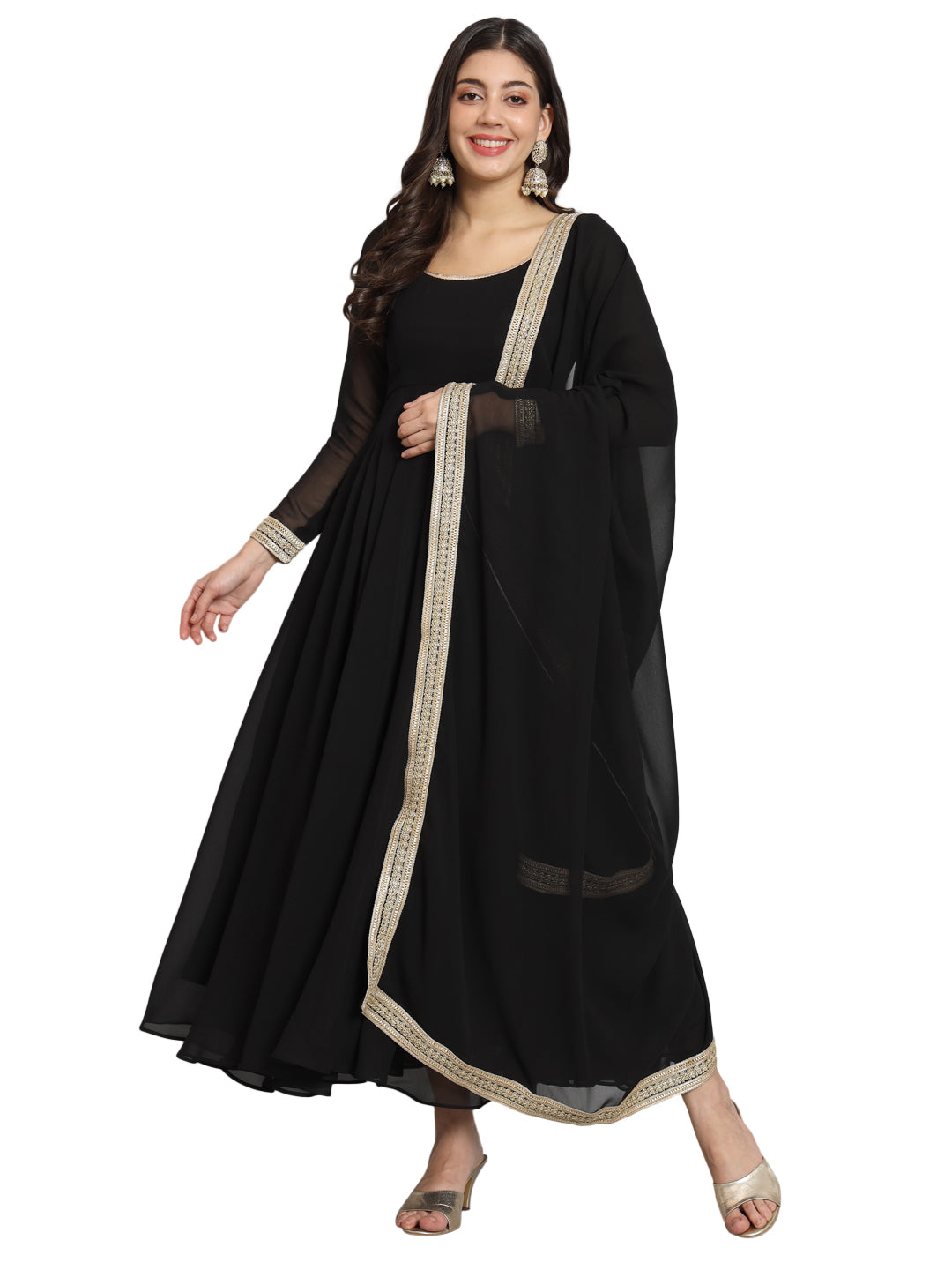 Fab Fashion Black Gota Anarkali Set - Distacart