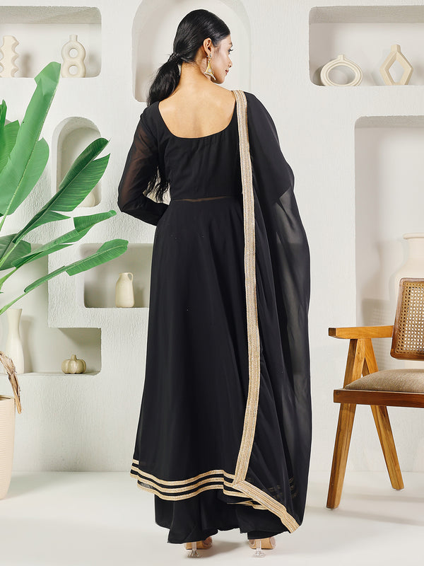Fab Fashion Black Solid Anarkali Set
