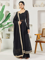 Thumbnail for Fab Fashion Black Solid Anarkali Set