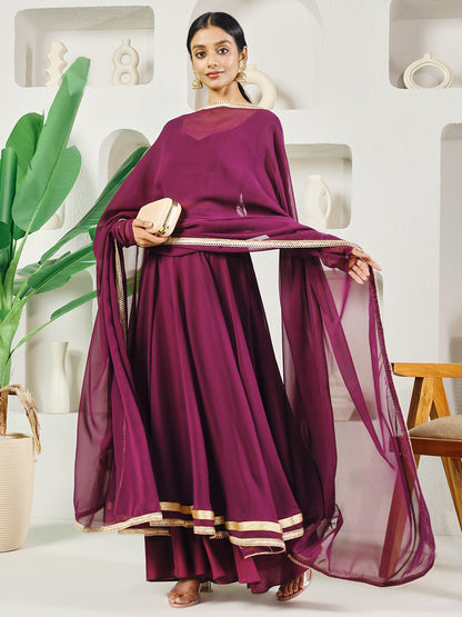 Fab Fashion Purple Solid Anarkali Set - Distacart