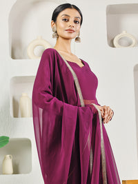 Thumbnail for Fab Fashion Purple Solid Anarkali Set