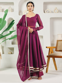 Thumbnail for Fab Fashion Purple Solid Anarkali Set