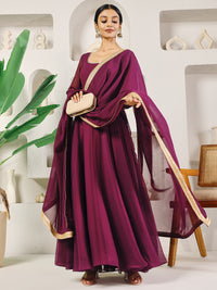 Thumbnail for Fab Fashion Purple Solid Anarkali Set