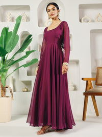 Thumbnail for Fab Fashion Purple Solid Anarkali Set