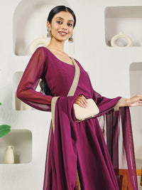 Thumbnail for Fab Fashion Purple Solid Anarkali Set