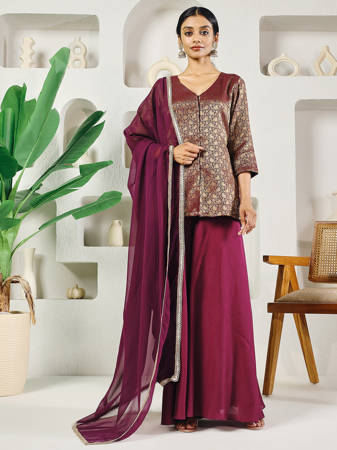 Fab Fashion Purple Crop Palazzo Set - Distacart