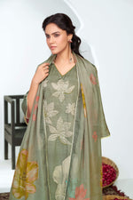 Thumbnail for BulBul Farida Grey Silk Kurta Set with Dupatta