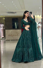 Thumbnail for Lehenga Mart Gorgeous Lehenga Choli For Wedding-Green - Dista