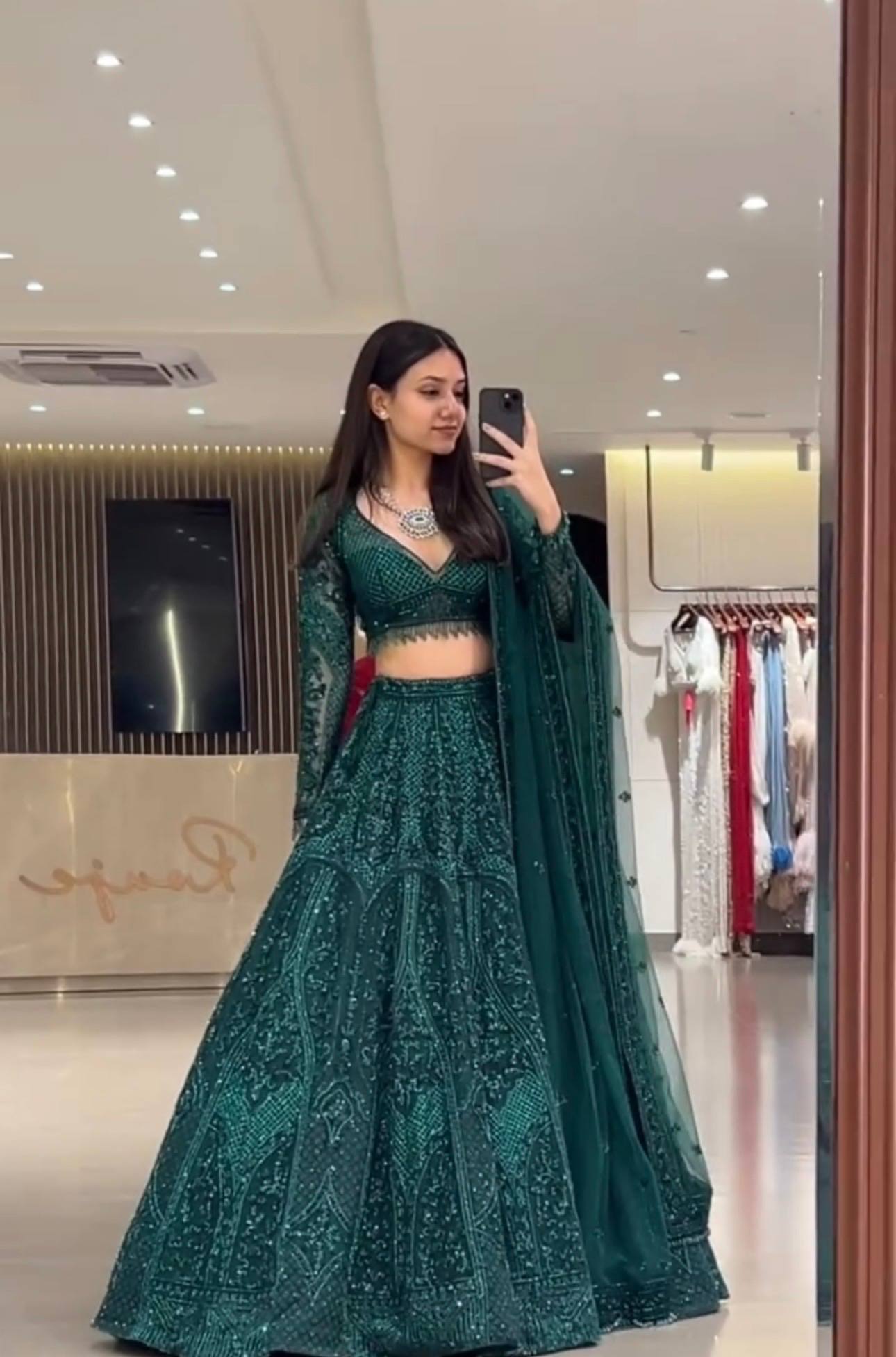 Lehenga Mart Gorgeous Lehenga Choli For Wedding-Green - Dista