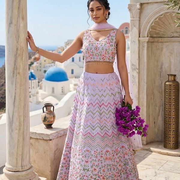 Lehenga Mart Gorgeous Lehenga Choli For Wedding-Lavender - Dista