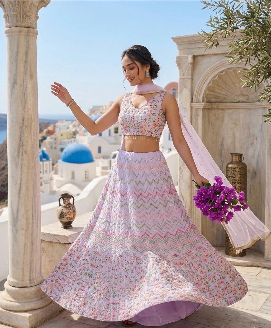 Lehenga Mart Gorgeous Lehenga Choli For Wedding-Lavender - Dista