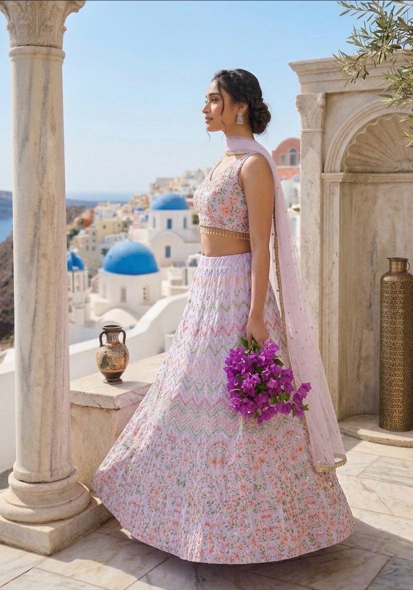 Lehenga Mart Gorgeous Lehenga Choli For Wedding-Lavender - Dista