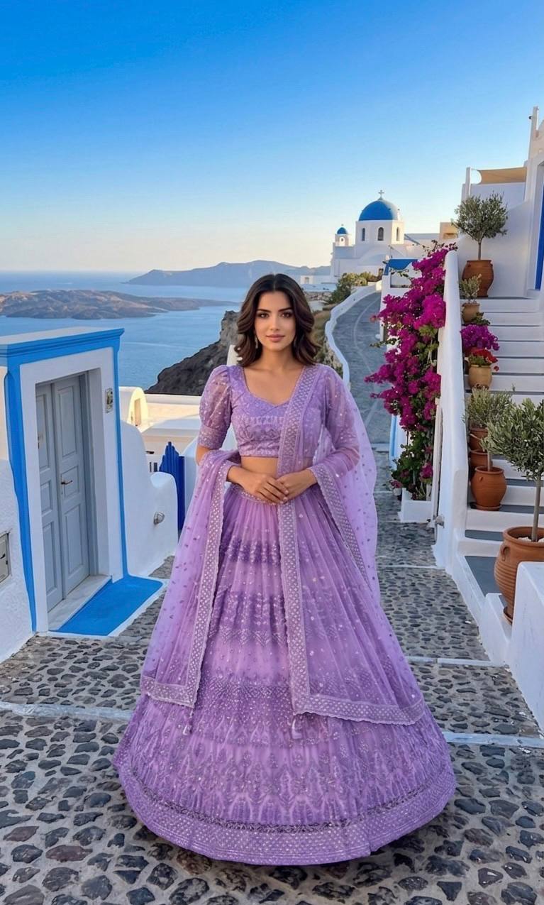 Lehenga Mart Gorgeous Lehenga Choli For Wedding-Lavender - Dista