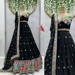 Thumbnail for Preksha Creation Black Foux Georgette With Thread With 9Mm Sequence Women Lehenga Choli - Distacart