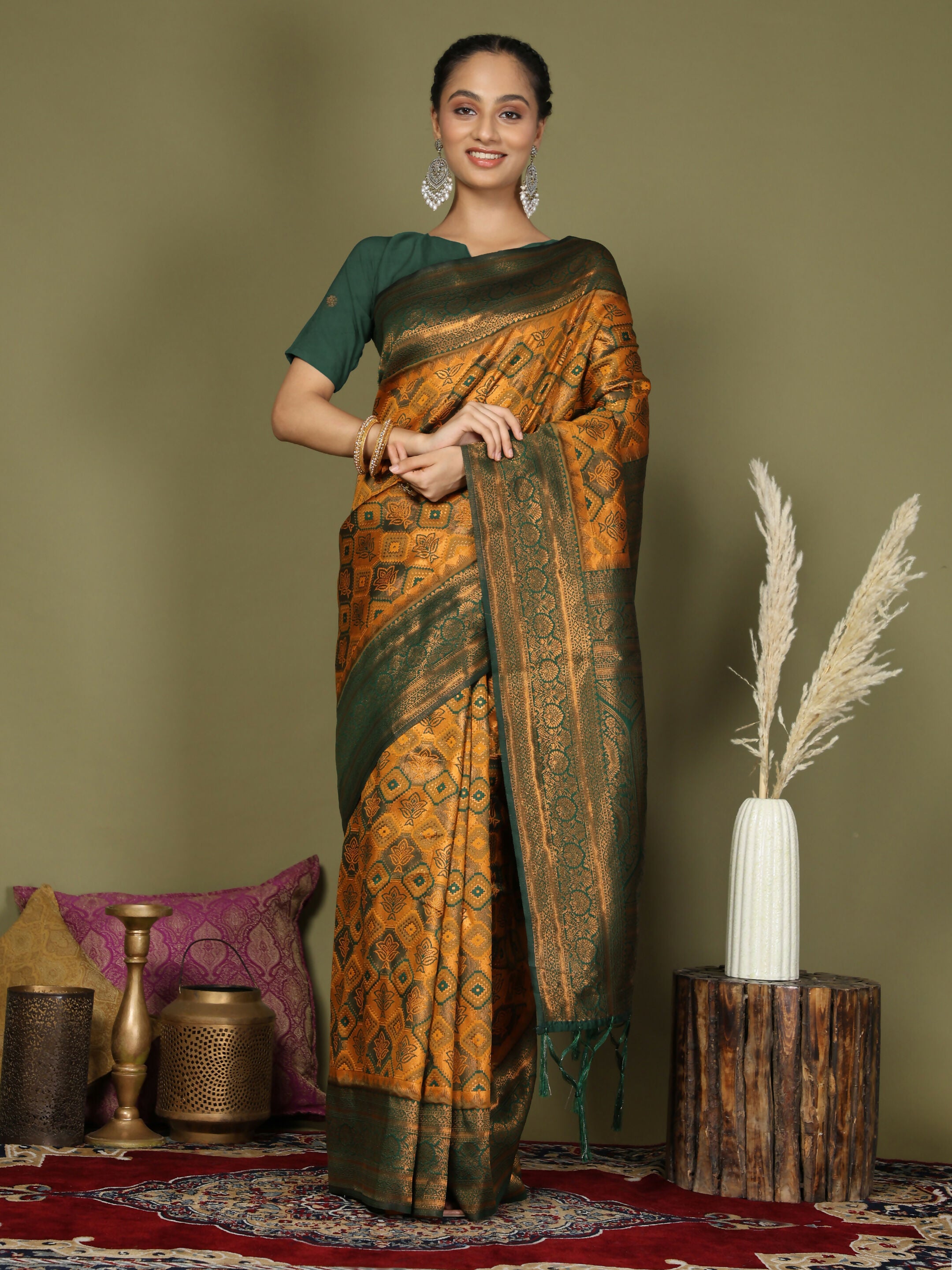 Astita Lichi Silk Yellow Saree