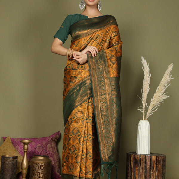 Astita Lichi Silk Yellow Saree