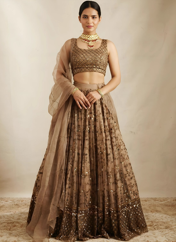 Lehenga Mart Designer Wedding Lehenga Choli For Women - Brown - Distacart