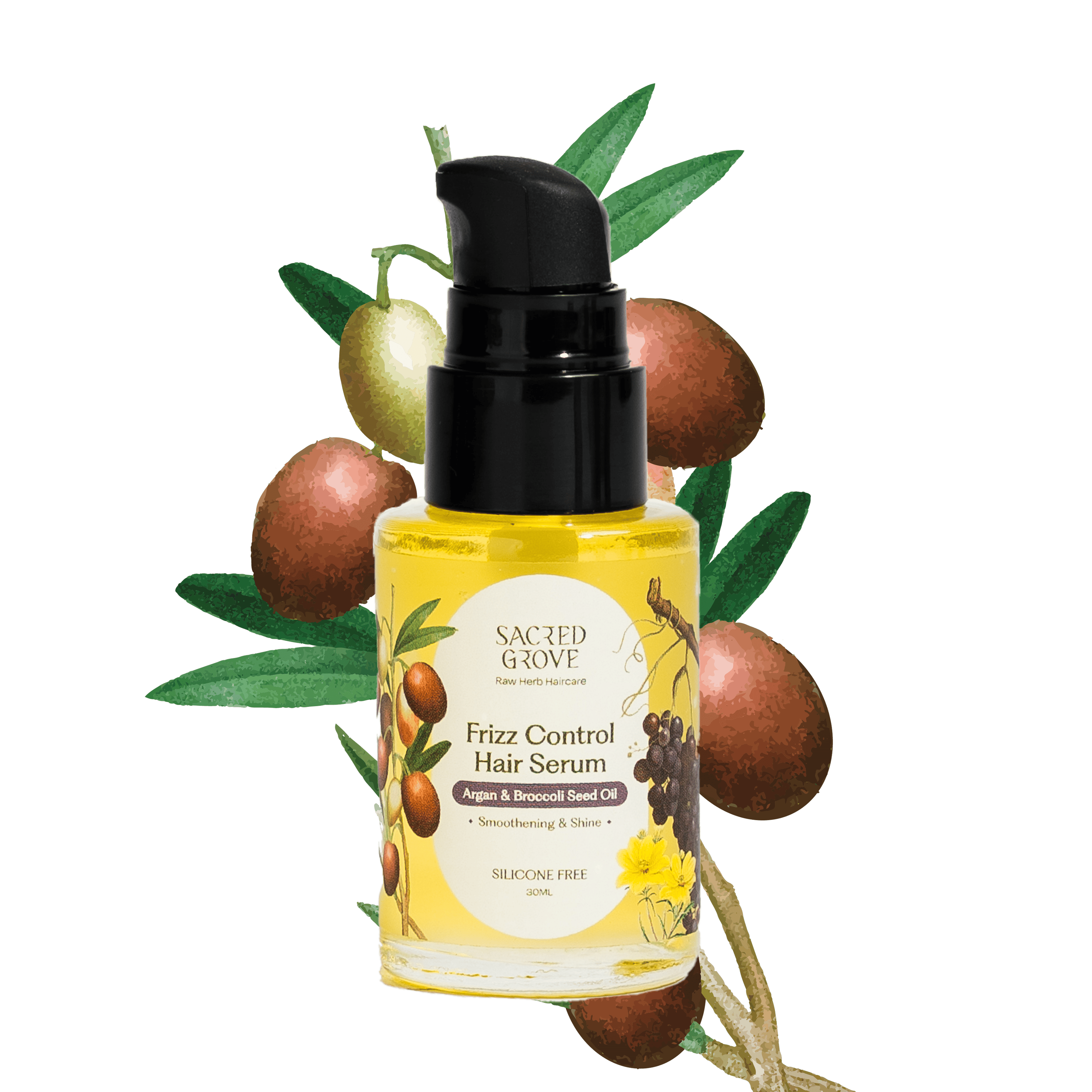 Sacred Grove Argan & Broccoli Seed Frizz Control Serum - Distacart