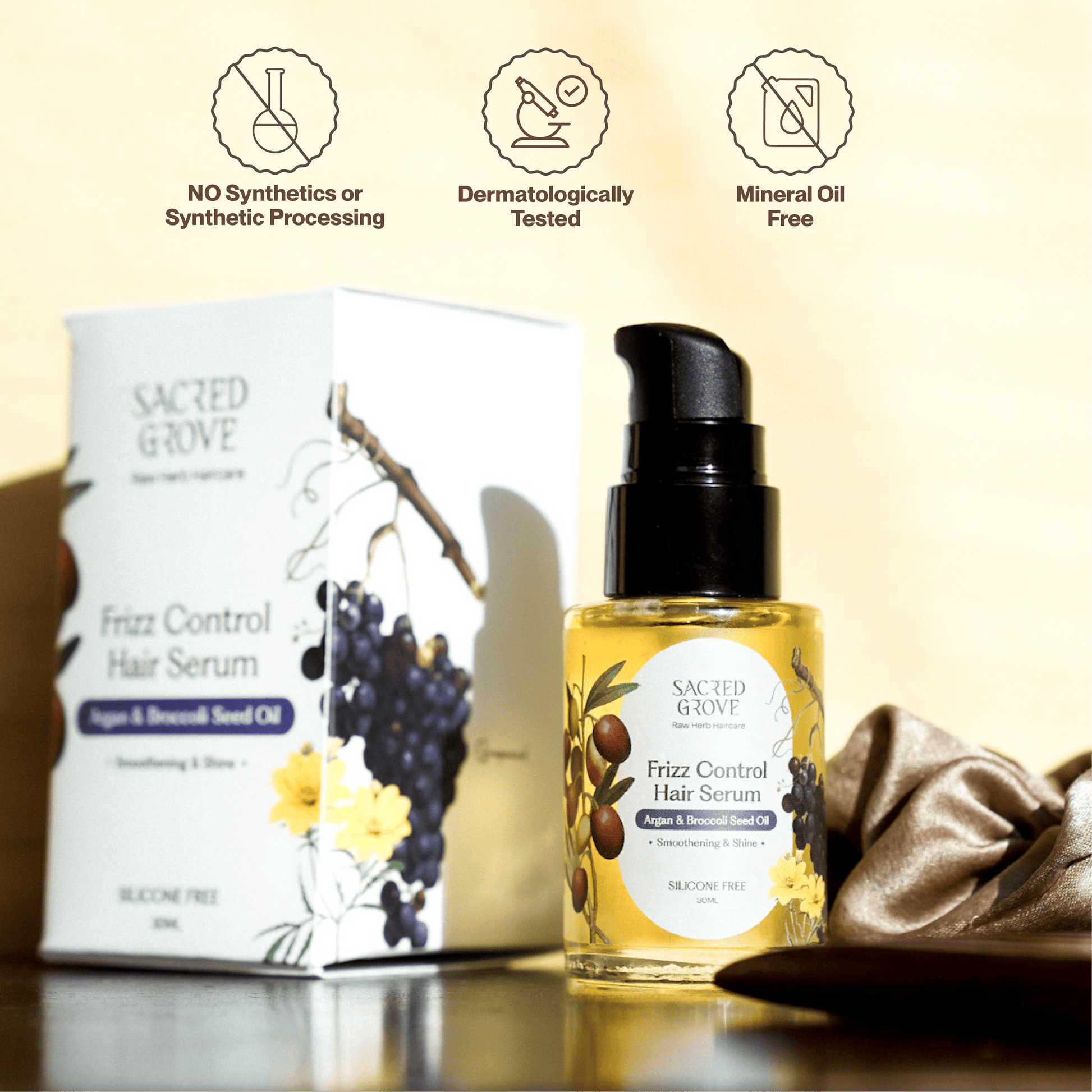 Sacred Grove Argan & Broccoli Seed Frizz Control Serum - Distacart