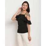 Thumbnail for Aastha Fashion Women's Black Polyester Solid Casual Top - Distacart
