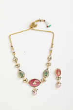 Thumbnail for Nuyug 22K Gold Plated Radiant Rose Stone Kundan Necklace