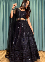 Thumbnail for Lehenga Mart Designer Wedding Lehenga Choli For Women - Black - Distacart