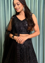 Thumbnail for Lehenga Mart Designer Wedding Lehenga Choli For Women - Black - Distacart