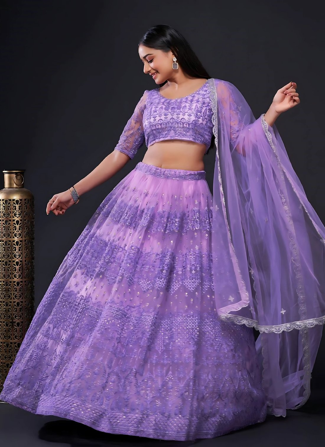Lehenga Mart Designer Wedding Lehenga Choli For Women - Light Purple - Distacart