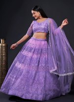 Thumbnail for Lehenga Mart Designer Wedding Lehenga Choli For Women - Light Purple - Distacart