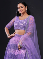 Thumbnail for Lehenga Mart Designer Wedding Lehenga Choli For Women - Light Purple - Distacart