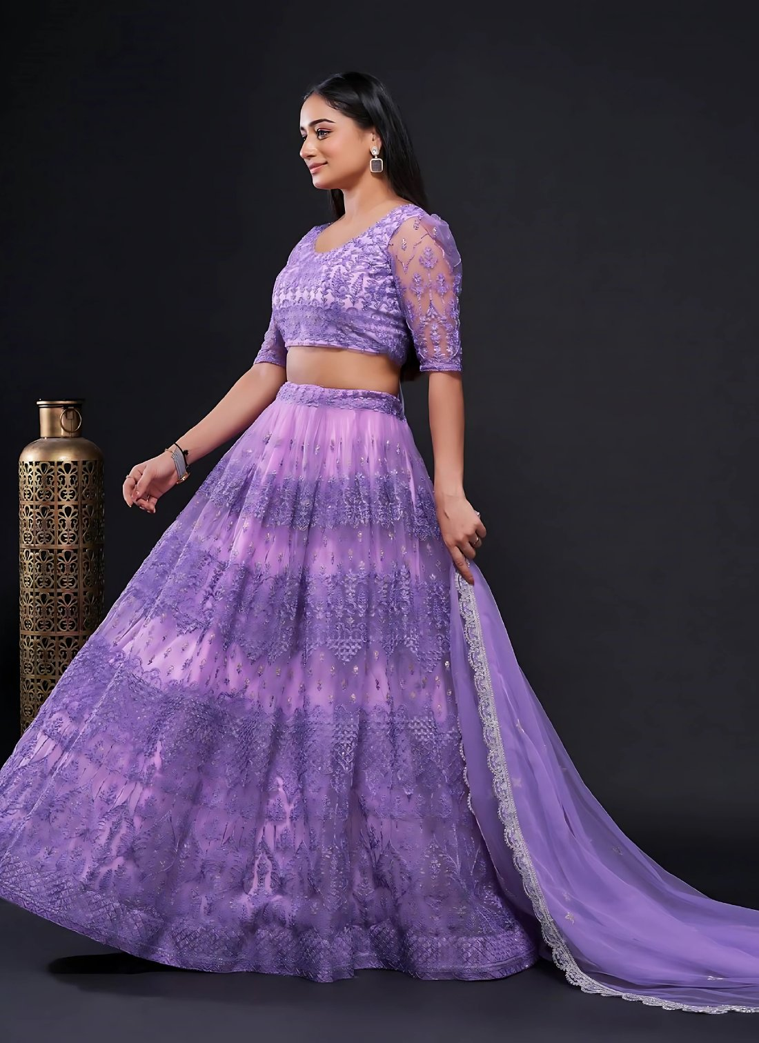 Lehenga Mart Designer Wedding Lehenga Choli For Women - Light Purple - Distacart