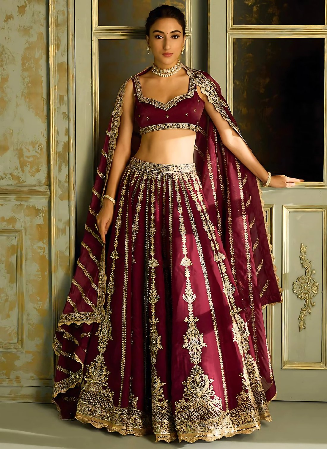 Lehenga Mart Designer Wedding Lehenga Choli For Women - Maroon - Distacart