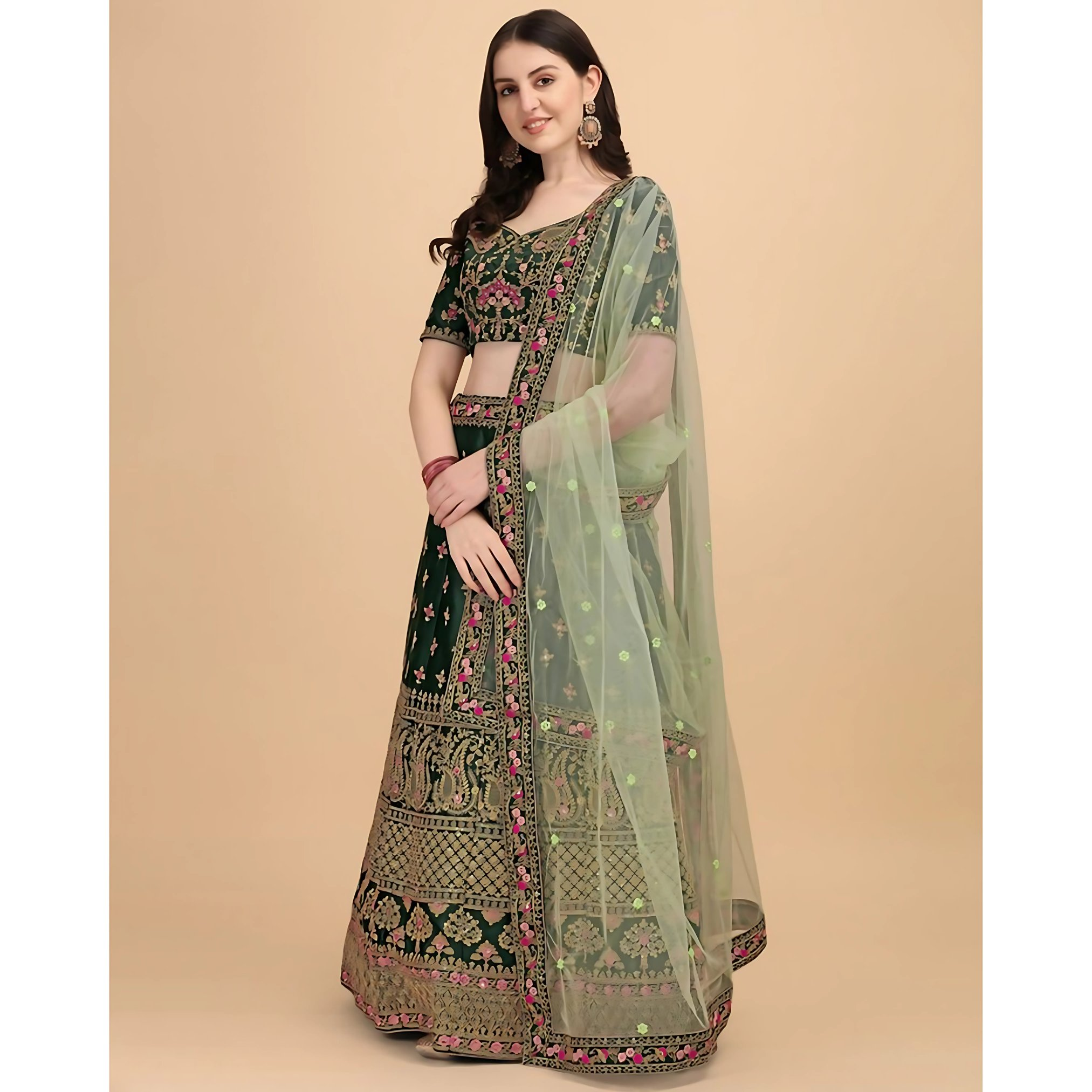 Lehenga Mart Designer Wedding Lehenga Choli For Women - Green - Distacart