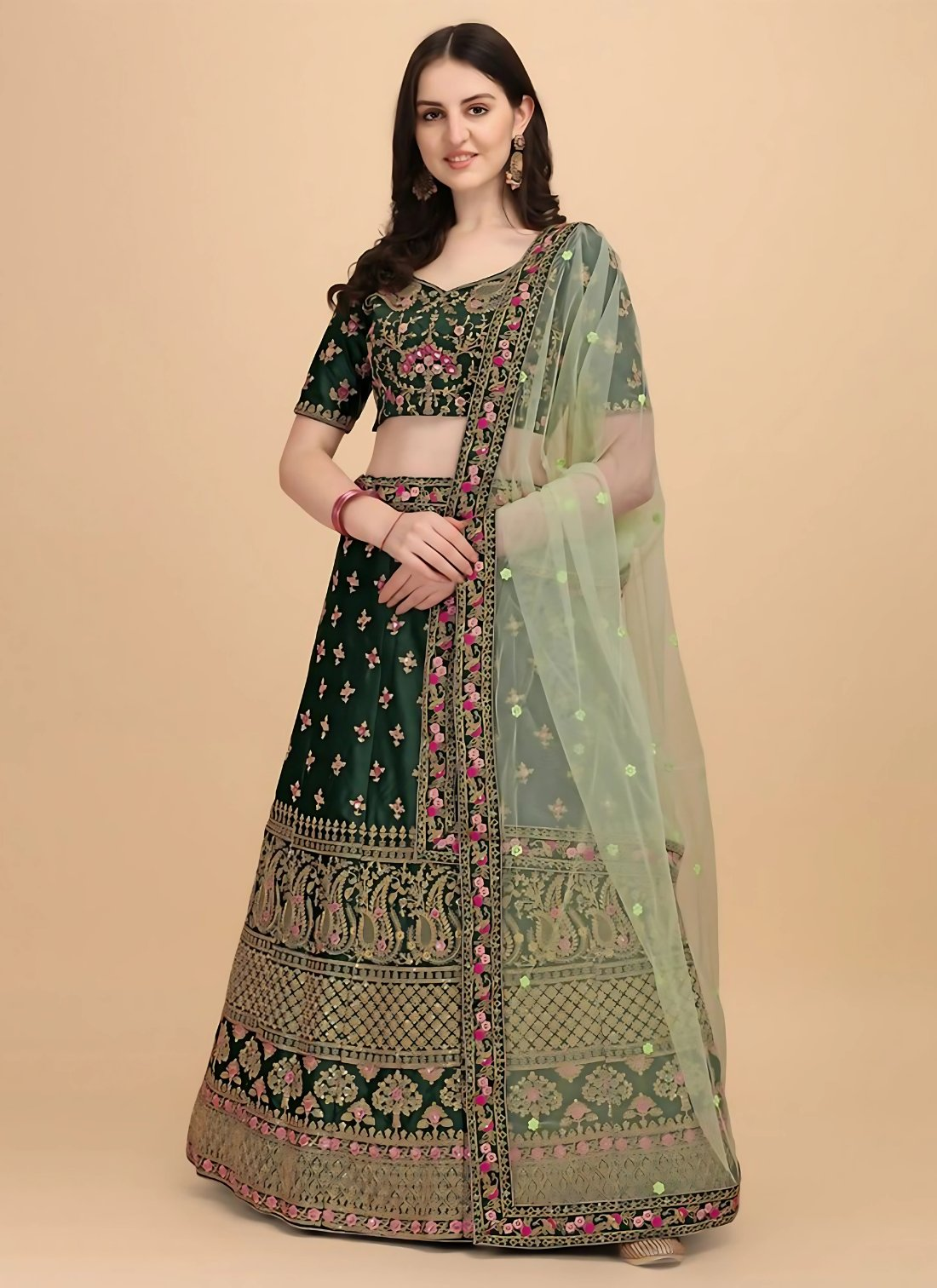 Lehenga Mart Designer Wedding Lehenga Choli For Women - Green - Distacart