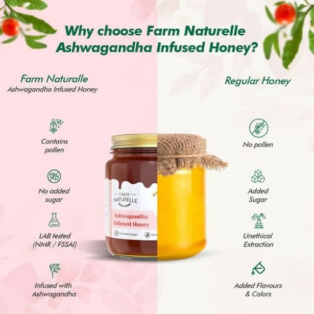 Farm Naturelle Ashwagandha Infused Honey – Natural Stress Relief & Energy Boost