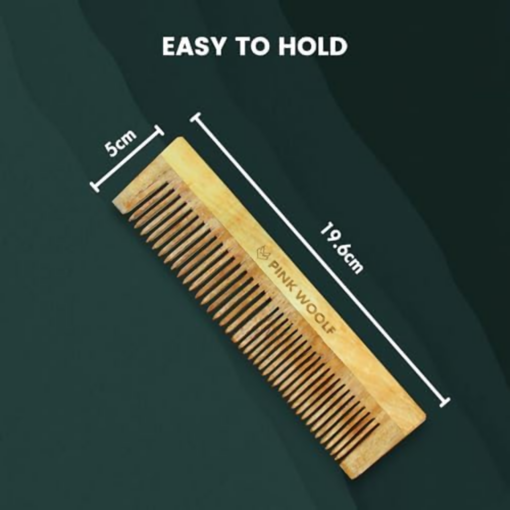Pink Woolf Neem Wooden Comb for Men - Dista