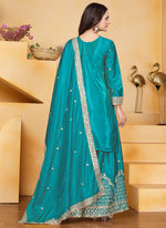 Thumbnail for Prazu Fashion Firozi Crepe Silk Sequin Embroidered Sharara Suit - Distacart